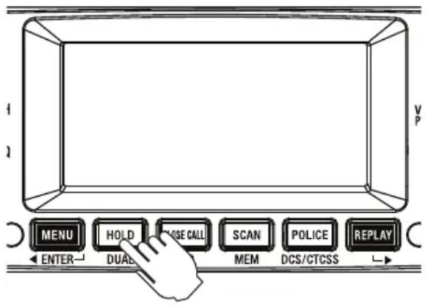 MENU HOLD BASE CALL SCAN POLICE REPLAY ENTER DUAD MEM DCS/CTCSS