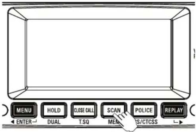 MENU HOLD CLOSE CALL SCAN POLICE REPLAY ENTER DUAL T.SQ MEN/S/CTCSS