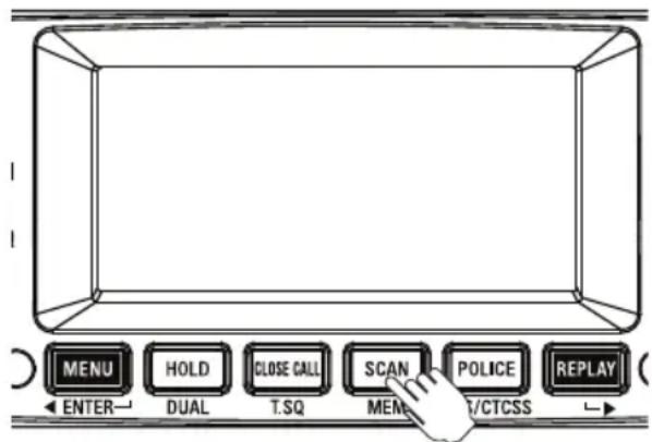 MENU HOLD CLOSE CALL SCAN POLICE REPLAY ENTER DUAL T.SQ MEMS/CTCSS