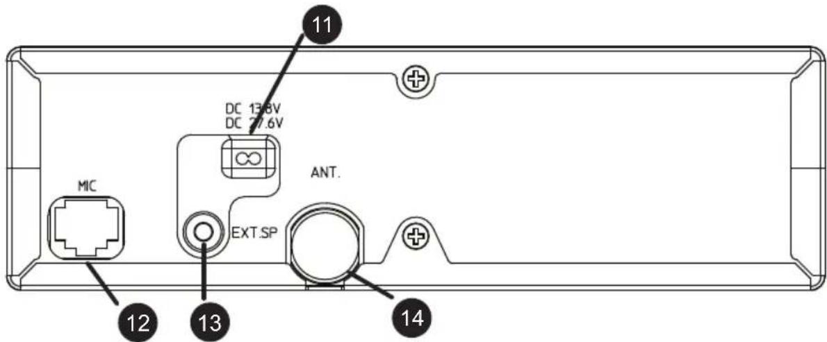 11 DC 13.6V DC 27.6V MIC ANT. EXT.SP 12 13 14