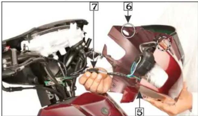 Diagram showing car engine components with numbered parts, likely for repair or maintenance instructions