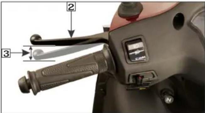 Labeled diagram of a handheld device with three numbered parts, showing adjustment tools and a control panel.