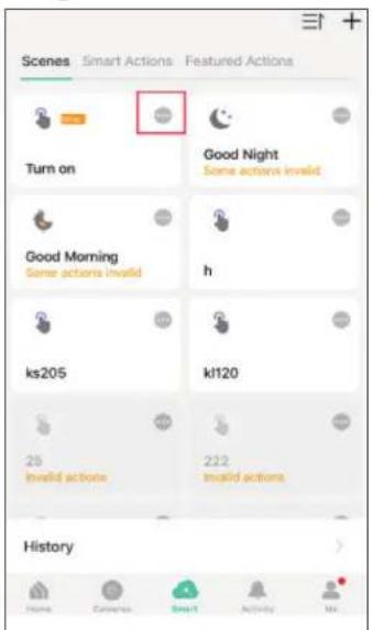 Scenes Smart Actions Featured Actions Turn on Good Night Some actions invalid Good Morning Some actions invalid h ks205 k120 25 Invald actions 222 invalid actions History Home Camera Smart Activity No.