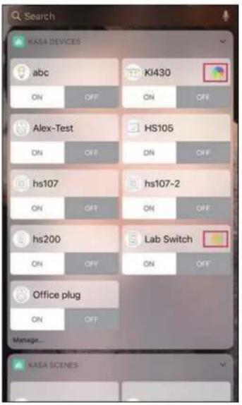 KASA DEVICES abc KI430 ON OFF ON OFF Alex-Test HS105 ON OFF ON OFF hs107 hs107-2 ON OFF ON OFF hs200 Lab Switch ON OFF ON OFF Office plug ON OFF Manage... NASA SCENES