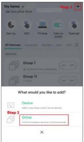 My home Take Turn off at 19:24 Get Up 250 TV time Turn on scene Testing? All Devices I want to test Cancels applic OK! Data and Group 1 Group 11 What would you like to add? Device Add a new class smart home device Step 2 Group Control multiple devices (not currently) X