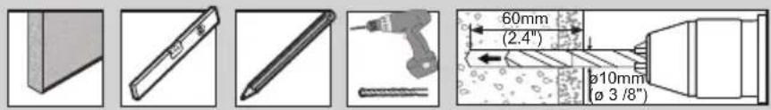 Technical diagram showing five different tool and component configurations with dimensional annotations in millimeters.