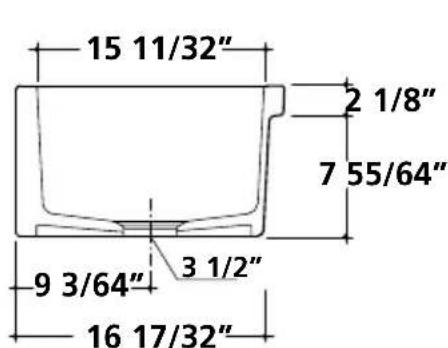 15 11/32" 2 1/8" 7 55/64" 9 3/64" 3 1/2" 16 17/32"