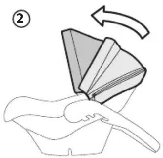 Diagram showing a folding or folding process with shaded blades and an arrow indicating rotation (no text or symbols)