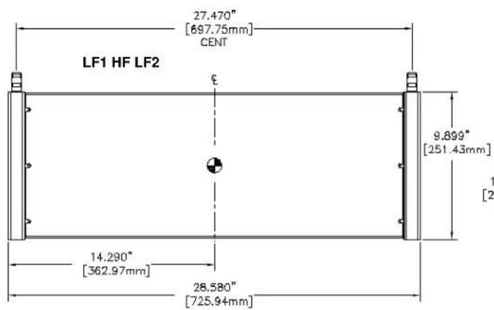 27.470" [697.75mm] CENT LF1 HF LF2 9.899" [251.43mm] 1 [2] 14.290" [362.97mm] 28.580" [725.94mm]