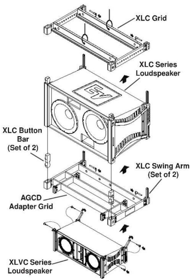 XLC Grid XLC Series Loudspeaker XLC Button Bar (Set of 2) AGCD Adapter Grid XLC Swing Arm (Set of 2) XLVC Series Loudspeaker