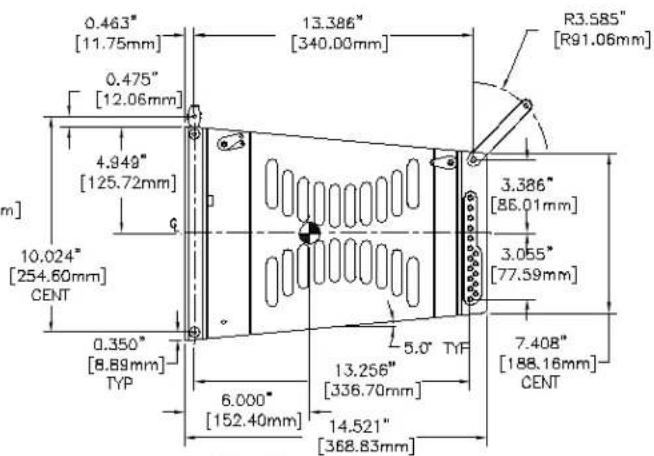 0.463" [11.75mm] 0.475" [12.06mm] 4.949" [125.72mm] 10.024" [254.60mm] CENT 0.350" [8.89mm] TYP 6.000" [152.40mm] 13.386" [340.00mm] 3.386" [86.01mm] 3.055" [77.59mm] 5.0" TYP 13.256" [336.70mm] 14.521" [368.83mm] R3.585" [R91.06mm] 7.408" [188.16mm] CENT