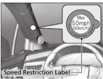 Max 50mph (80km/h) Speed Restriction Label