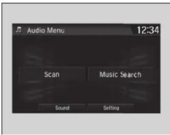 Audio Menu 12:34 Scan Music Search Sound Setting