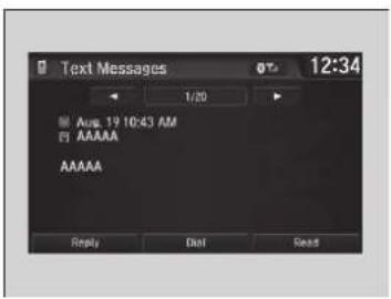 Text Messages 1:20 Ave. 19:10:43 AM AAAAA AAAAA Reply Dial Road 12:34