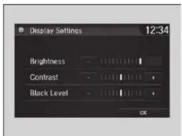 Display Settings 12:34 Brightness Contrast Black Level OK