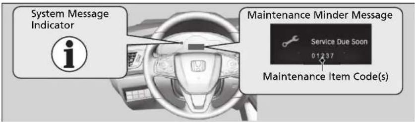 System Message Indicator Maintenance Minder Message Service Due Soon 01237 Maintenance Item Code(s)