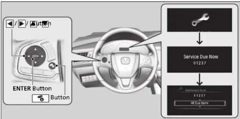 ENTER Button Button Service Due Now 01237 Maintenance Reset 01237 All Due Items