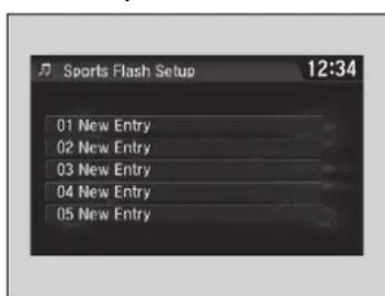 Sports Flash Setup 12:34 01 New Entry 02 New Entry 03 New Entry 04 New Entry 05 New Entry