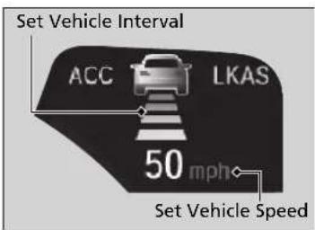 Set Vehicle Interval ACC LKAS 50 mph Set Vehicle Speed