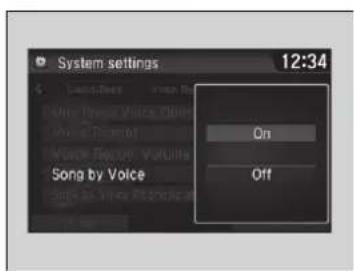System settings 12:34 On Off