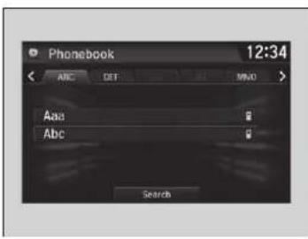 Phonebook 12:34 ANC DET ABC MND Aaa Abc Search
