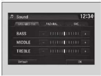 Sound 12:34 TAS-MB-FTR FAD-BAL SVC BASS MIDDLE TREBLE Default OK