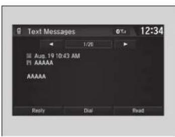 Text Messages 07:12:34 1/20 Aug. 19 10:43 AM AAAAA AAAAA Reply Dial Read