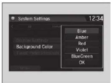 System Settings 12:34 Blue Amber Red Violet BlueGreen OK