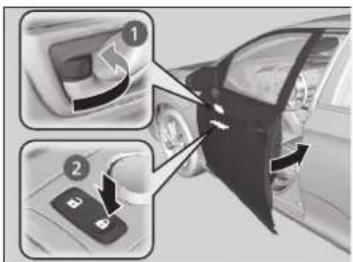 Diagram showing car seatbelt insertion steps with numbered instructions for driving a car interior.