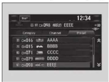 12:34 CH098 EEEE Category Channel Preset CH016 AAAA CH015 BBBB CH071 CCCC CH079 DDDD CH098 EEEE