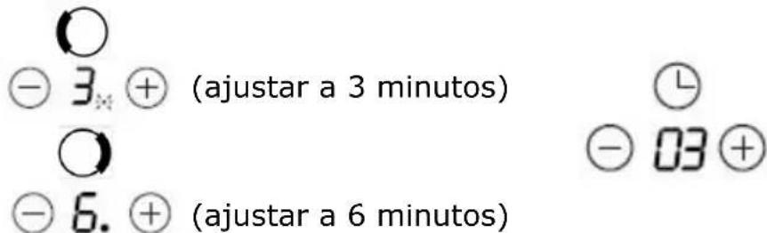 ⊖ 3. ⊕ (ajustar a 3 minutos) ⊖ 6. ⊕ (ajustar a 6 minutos)