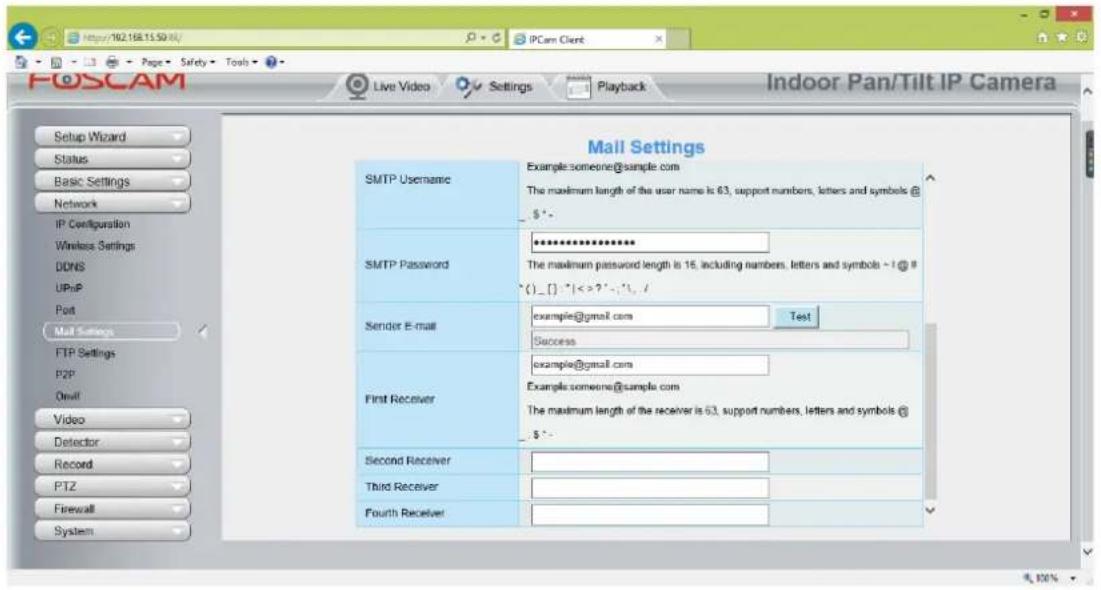 FOSCAM QJ2 - How to setup alarm Emails - 2