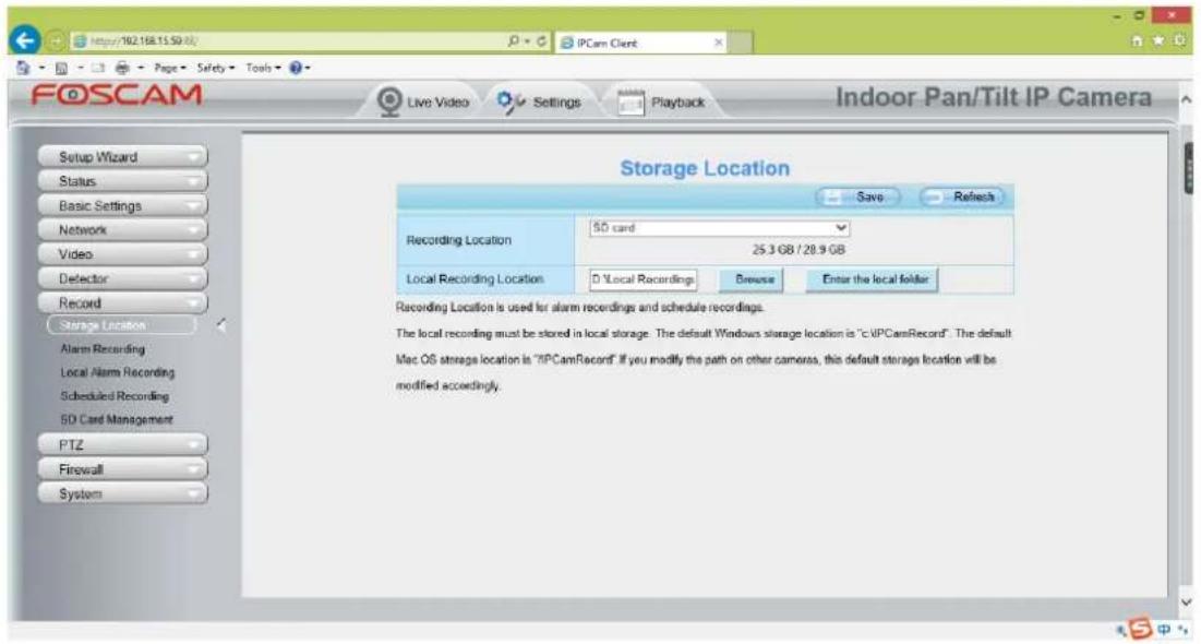 FOSCAM QJ2 - Step 2: Setup the Storage Location - 1
