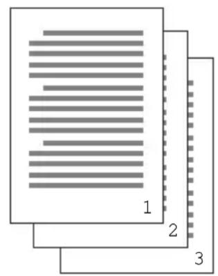 Diagram showing three overlapping document sheets with horizontal lines and numbered labels 1, 2, and 3.