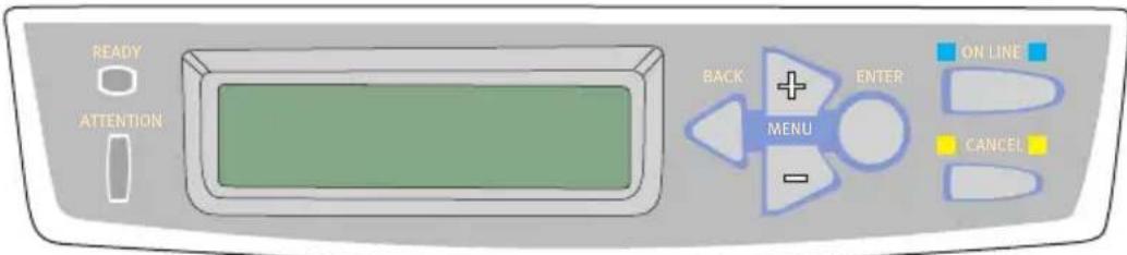 READY ATTENTION BACK MENU ENTER ON LINE CANCEL