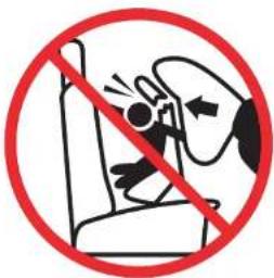 Prohibition sign showing a person using a seatbelt with a red prohibition symbol