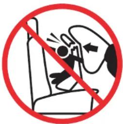 Prohibition sign showing a person using a seatbelt with a red prohibition symbol