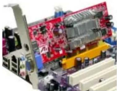 3D cutaway view of a computer motherboard showing CPU socket, RAM slots, and motherboard components (no visible text or labels)