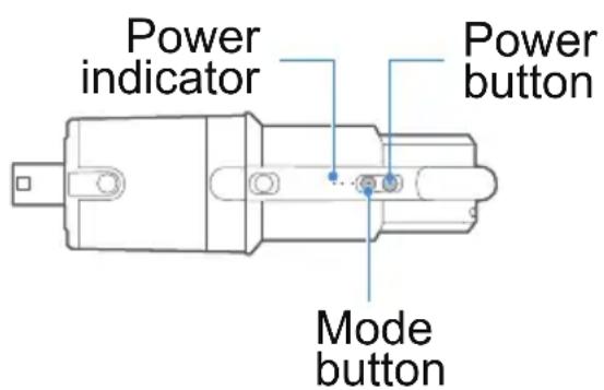 Power indicator Power button Mode button