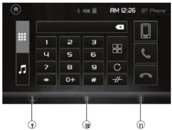 AM 12:26 BT Phone 1 2 3 4 5 6 7 8 9 * 0+ # /- ⑨ ⑩ ⑪
