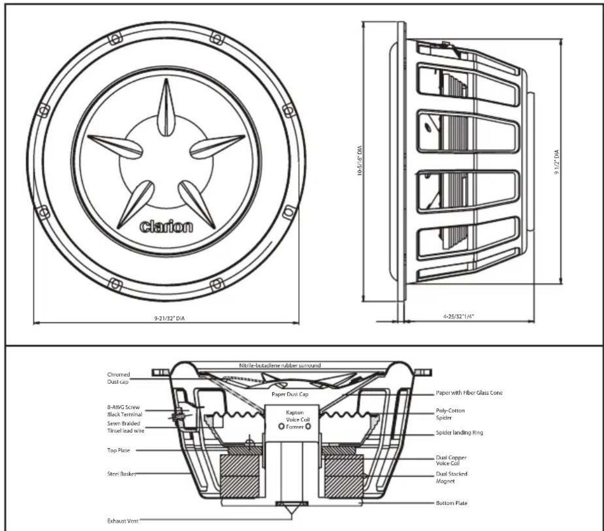 CLARION SRW1052 - 10" Subwoofer - 1