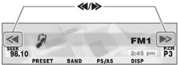 SEEK 98.10 PRESET BAND PS/AS DISP FM1 2:45 pm P.CH P3