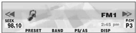 SEEK 98.10 PRESET BAND PS/AS FM1 2:45 pm P.CH P3 DISP