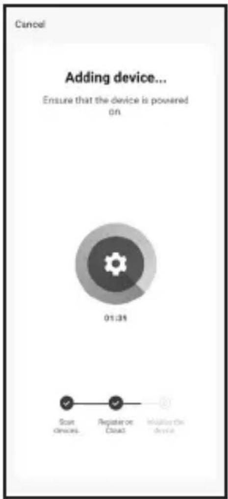 Cancel Adding device... Ensure that the device is powered on 01:31 Scan Devices Register or Cloud Initialize the device