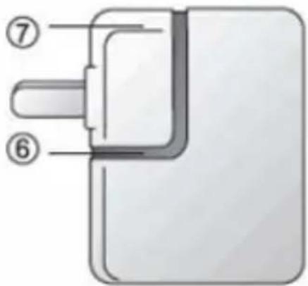 Diagram of a mechanical or electrical component with numbered parts labeled 6 and 7