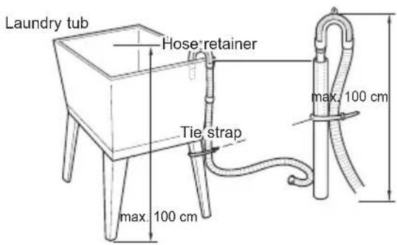 Laundry tub Hose retainer max. 100 cm Tie strap max. 100 cm