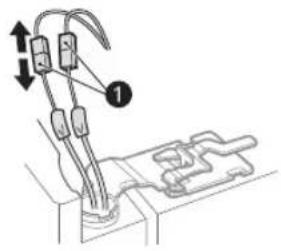 Diagram showing a mechanical or electrical component with labeled parts and directional arrows indicating movement or force.