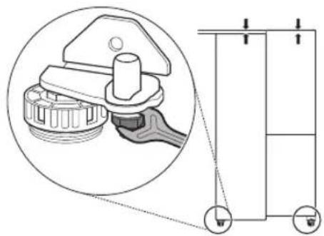 Technical diagram of a mechanical assembly with a magnified inset showing internal components (no text or labels).