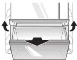 Diagram of a container with arrows indicating direction, no text or symbols present.