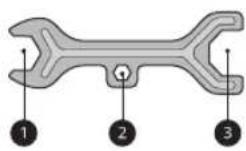 Technical diagram showing a mechanical assembly with labeled components and an inset close-up of the component detail.